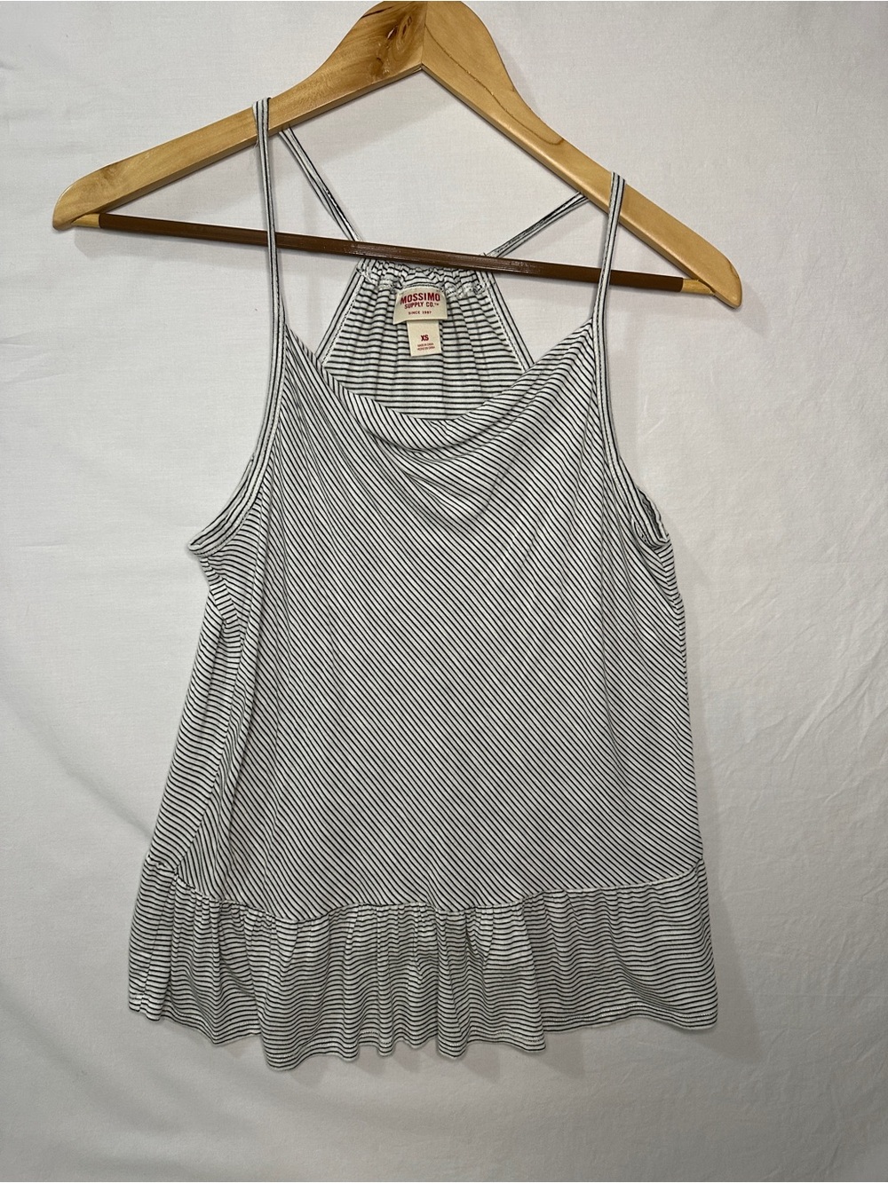 Mossimo Supply Co. Black & White Striped Ruffle-Hem Tank Top